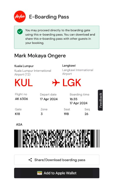 エアアジア(Airasia)のeチケット