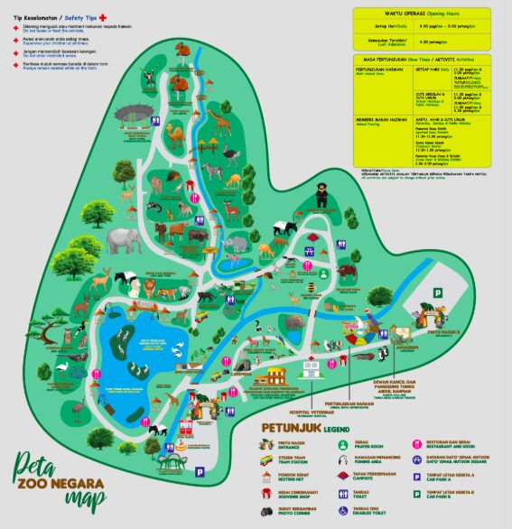 マレーシアのネガラ動物園のマップ